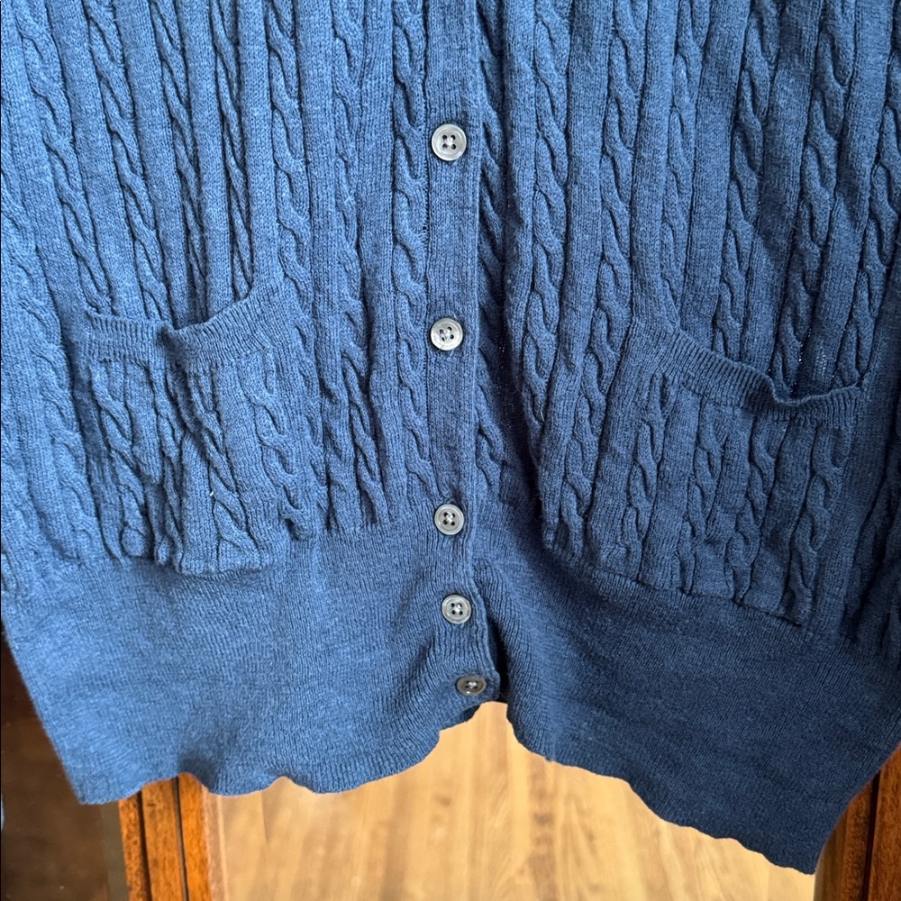 GAP Navy Cable Knit Cardigan - Picture 4 of 9
